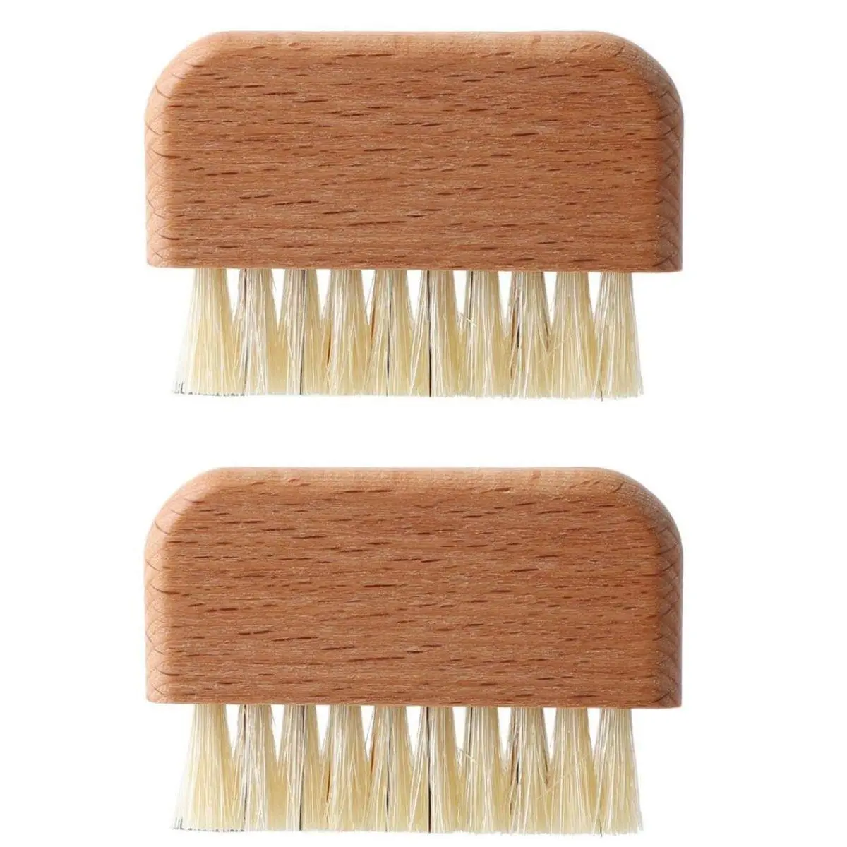2 Pcs Non-Slip Wooden Nail Brushes with Natural Boar Bristle Nail Cleaning Brush for Fingernails Toenail