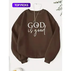 Women’s letter-print crewneck sweatshirt, autumn–winter casual long-sleeve pullover, women’s everyday wear GARMENTARY