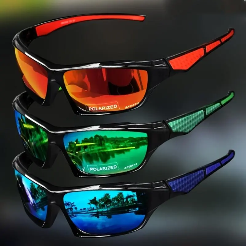 Men's Polarized Sports Sunglasses, 3-Pack Lightweight Resin Frame with Anti-Glare Lens for Outdoor Sports, Cycling, and Driving, Active Eyewear, Mensfashion, Male, Polarised Lens, Multi-Sports