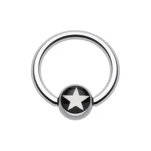White Star Center Ball Captive Bead Ring - Stainless Steel