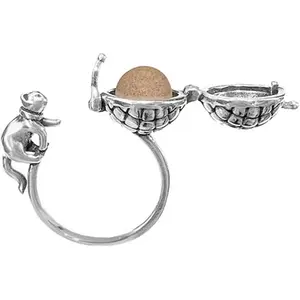925 Sterling Silver Cute Cat Aromatherapy Ring for Women, Adjustable Open Woven Yarn Ball Locket Ring, Essential Oil Diffuser Fidget Jewelry, Gift for Cat Lovers engagement anniversary party jewelry gift