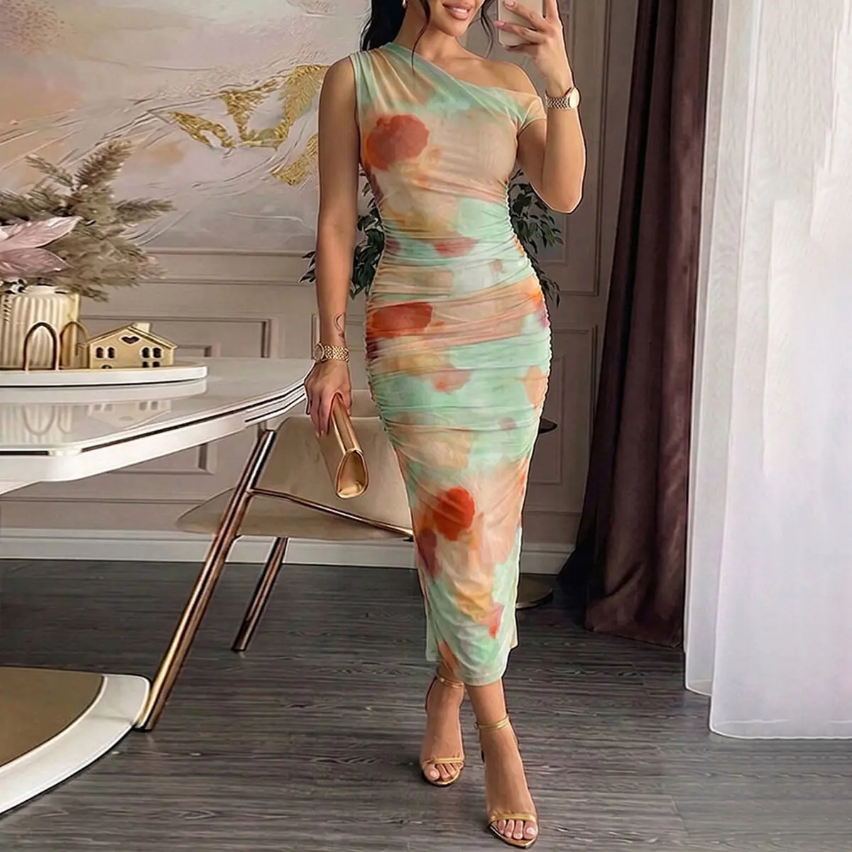 open lace back dress Seamless One-Shoulder Dress Sienna / XL/XXL