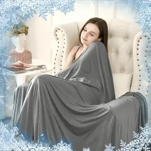 Reversible Cooling Blanket for Hot Sleepers, 0.43 Q-max Cold Touch, Lightweight Ultra-Thin Summer Throw Blanket, Soft Cool Blanket for Bed, Sofa, Travel, Dorm, Office, Gift for Women Men