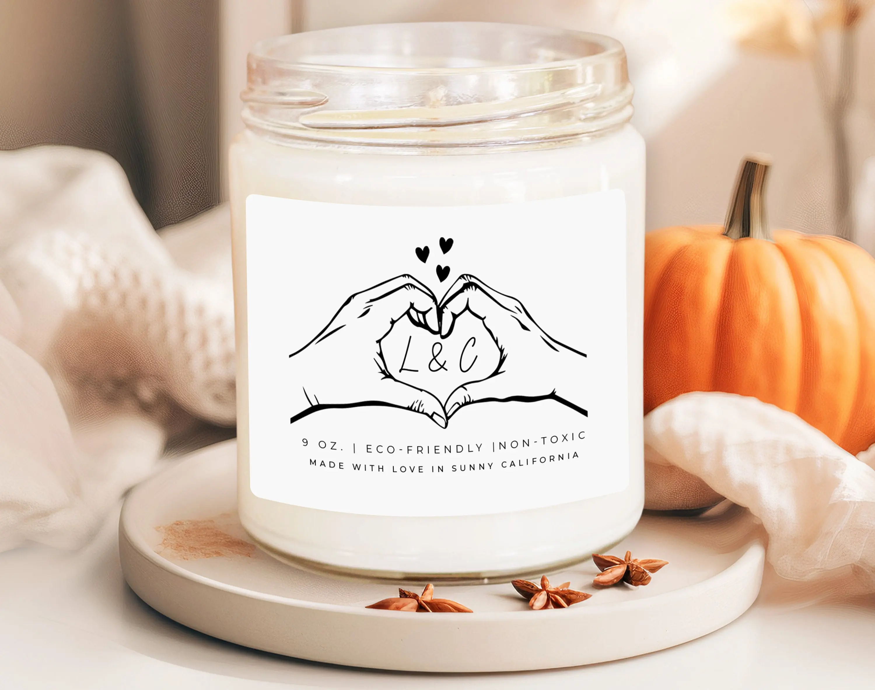 Personalized Couple's Initial Candle, I Love You Candle, Custom Valentines Day Gift, Relationship Gift, Anniversary Candle, (PC-3VAL)