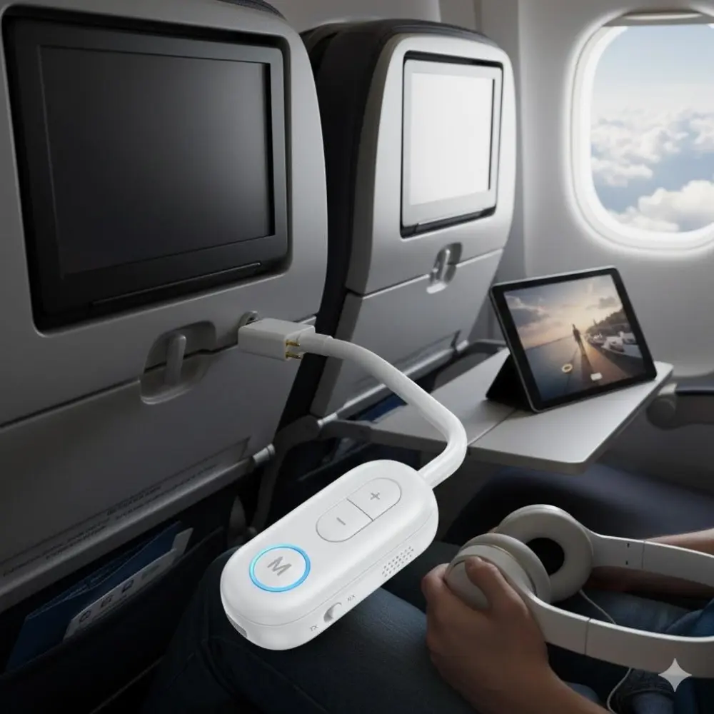 Bluetooth 5.3 Transmitter & Receiver: Wireless Adapter for TV Car AirFly. Use with Headphones Speakers via 3.5mm AUX. Perfect for Airplanes Travel Home Audio.