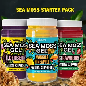 SEA MOSS STARTER PACK: Sea Moss Gel Mango-Pineapple • Strawberry • Elderberry Flavor 8oz  - Rich in Minerals, Proteins & Vitamins - Vegan Health Supplement Made in USA Natural