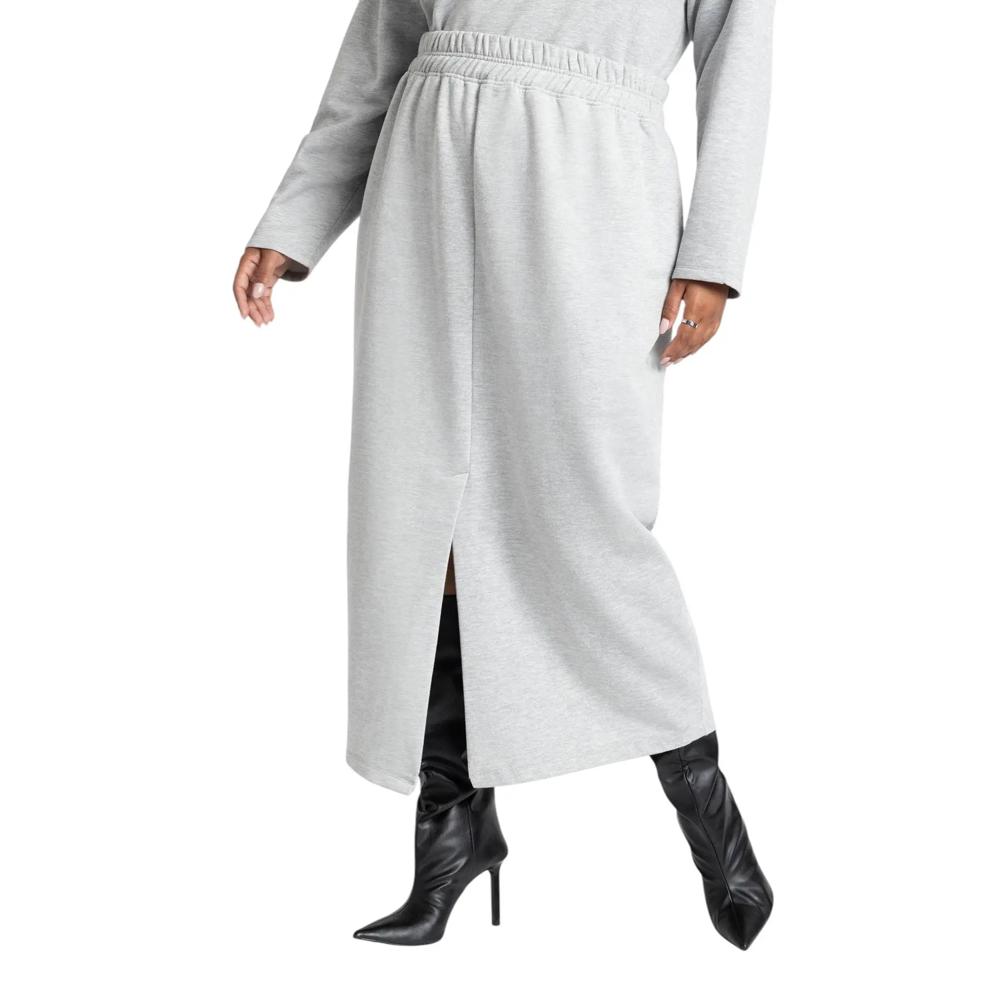 ELOQUII Women's Plus Size Maxi French Terry Skirt