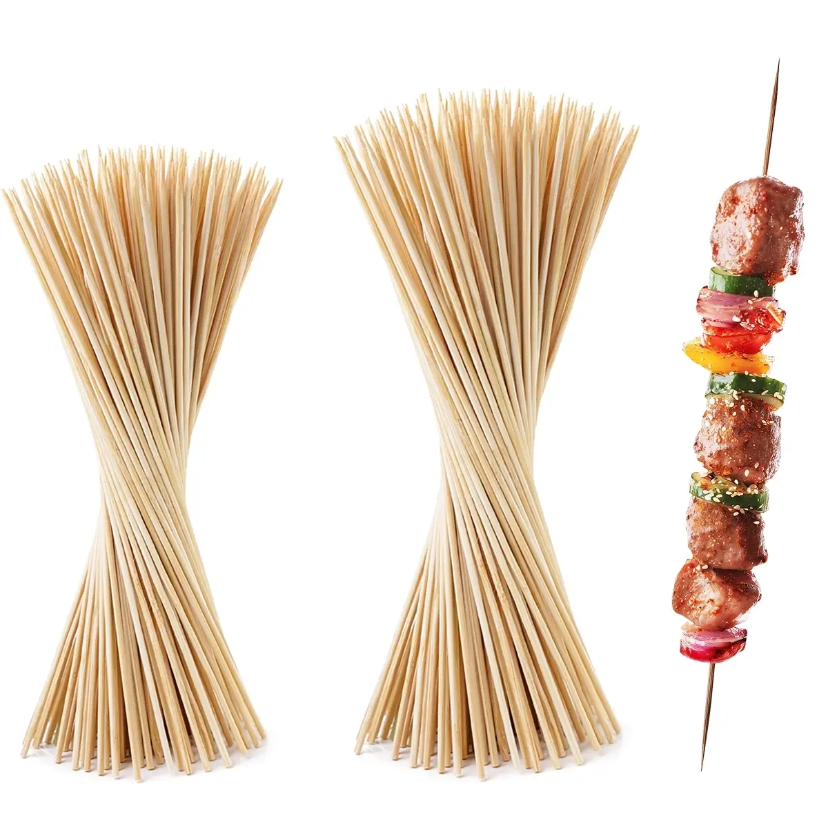 Bamboo Skewer, 100pcs Natural Bamboo Skewer for Bbq, Bbq Skewers, Outdoor Cooking Tool, Barbecue Utensils, Perfect for Garden Parties and Grilling Moments