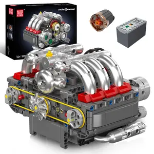 Mould King 10193 Boxer Engine Model Kit That Runs, Build Your Own Mini V8 Engine, Car Engine Building DIY Model Engine Kit for Kids/Adults Collections(609+PCS)