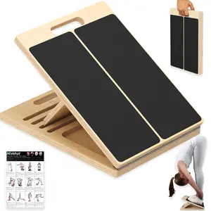Homhut Wooden Calf Stretcher Slant Board Adjustable Incline Physical Therapy Equipment for Squats Pilates Ankle Heel Feet Leg Stretching Home Fitness