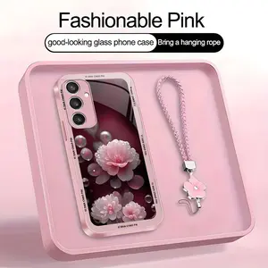 Suitable for [Galaxy S23 Fe] high-end women's phone case🤩，a beautiful four-leaf clover lanyard is included🍀, beautiful floral pattern, elegant and sophisticated， drop-resistant and fingerprint-proof YM99
