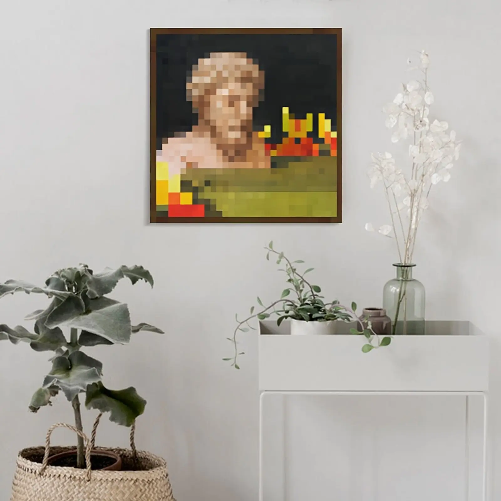Minecraft Classic In-Game Painting Canvas Collectibles - 8-Bit Pixel Assorted Character Framed/Unframed Room Print, Retro Home Decor, Skull Icon Scene Artistic Home Supply, Otaku Man Cave Gift