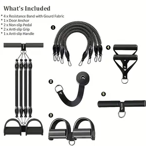 Multi Functional Ab Toner with Adjustable Straps Portable Home Exercise Machine for Core Arm Chest Workouts Strengthen Muscles Without Weights Ideal for Daily Fitness Routine Black Abs Trainer with Door Anchors and Footrests