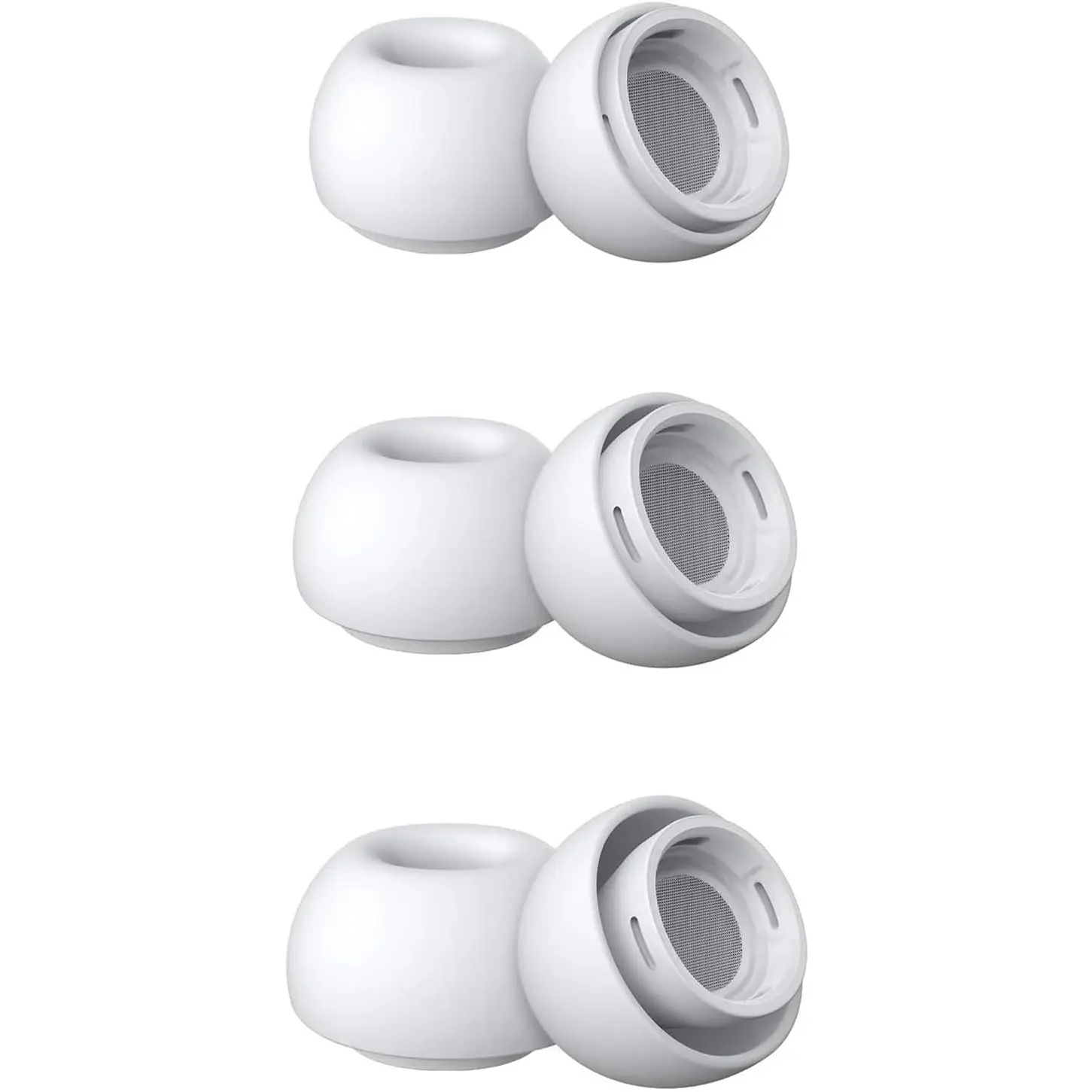 Replacement Ear Tips for AirPods Pro & AirPods Pro 2 - In-Ear Synthetic Noise-Reducing Covers, Secure Fit for Casual Use & Workouts, 3 Pairs (S/M/L, White) with Portable Plastic Storage Bag