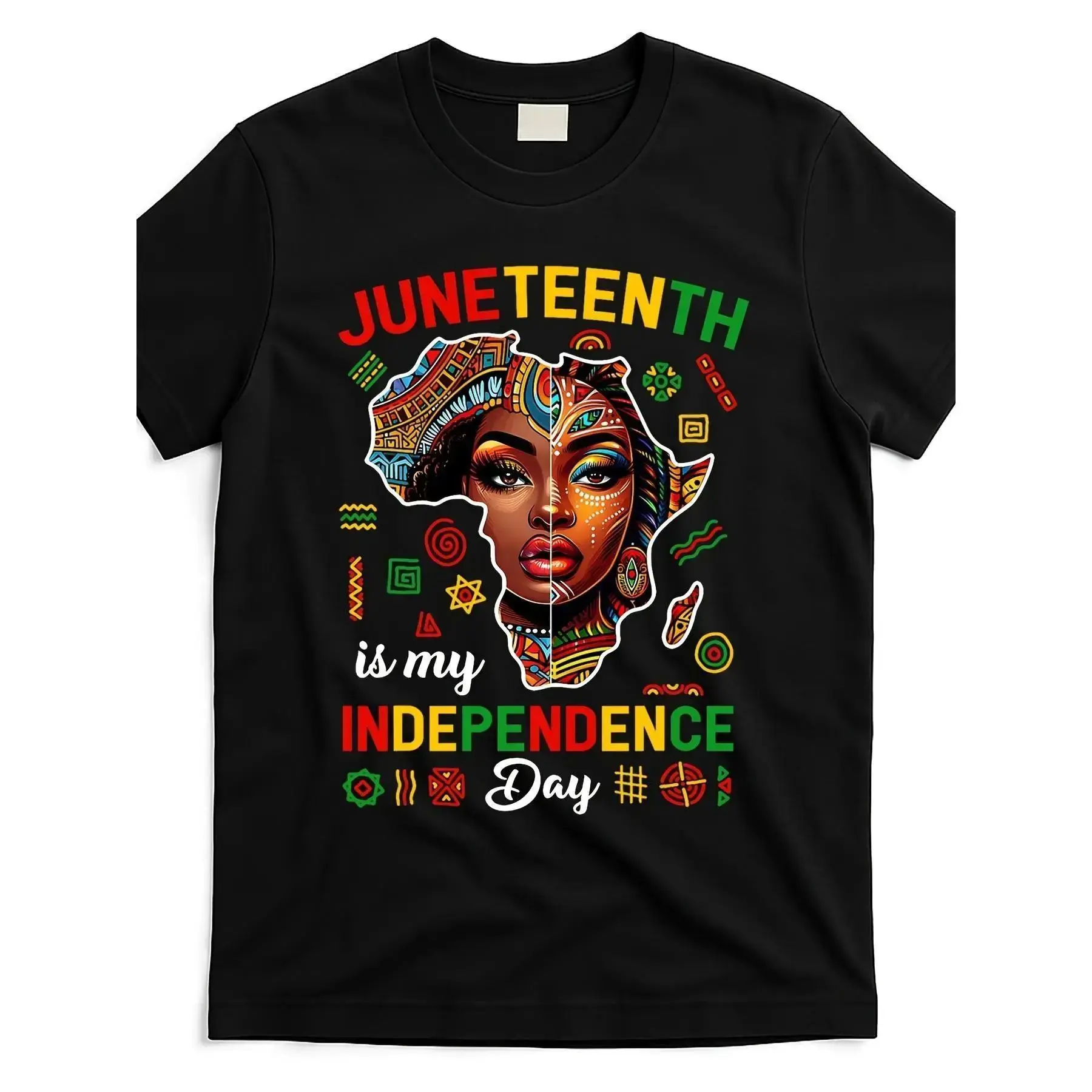 Women's Classic Soft Cotton T-Shirt, 1865 Juneteenth My Independence Day African Design, Streetwear Short-Sleeve Apparel, Comfortable Round Neck,LJJ1,Regular