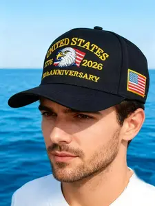 American 250th Anniversary Embroidered Baseball Cap, 3D Embroidery Duckbill Hat, Casual Loose-Fit All-Season Accessory