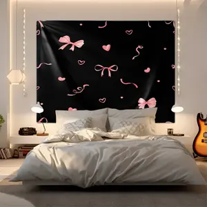 1Pcs Coquette Pink Bow Printed Tapestry, Sweet Y2K Aesthetic Wall Hanging, Soft Durable Fabric with Vivid Digital Print, Versatile Tapestries for Bedroom, Dorm, Living Room & Vanity Area, Ideal Cute Room Decor