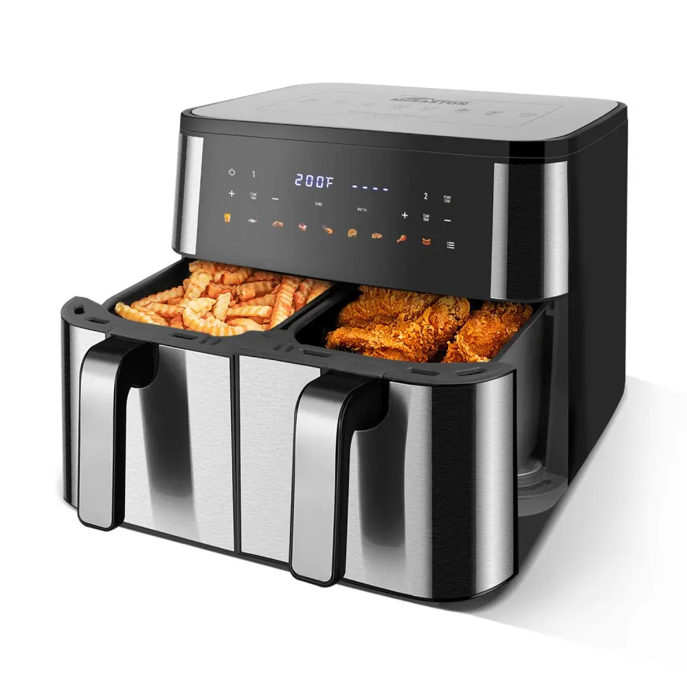 MIRASTON 10QT Dual-Basket Air Fryer with Synchronized Cooking Technology, Cook 2 Foods at Once, Dual-Zone Independent Control, 9 Cooking Presets, 1700W