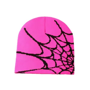 NoEnName_NullCN Spider Web Skullie - Unisex Knit Beanie for Winter Outdoor Wear - Keep Warm Polyester Skullies & Beanies