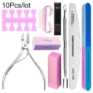 Professional Nail Care Set, 10-Piece Pedicure Kit, Foot Care Product with Callus Remover, Cuticle Pusher, Cuticle Exfoliator, Clippers, Foot File, Foot Rasp, Salon-Quality Manicure Tools