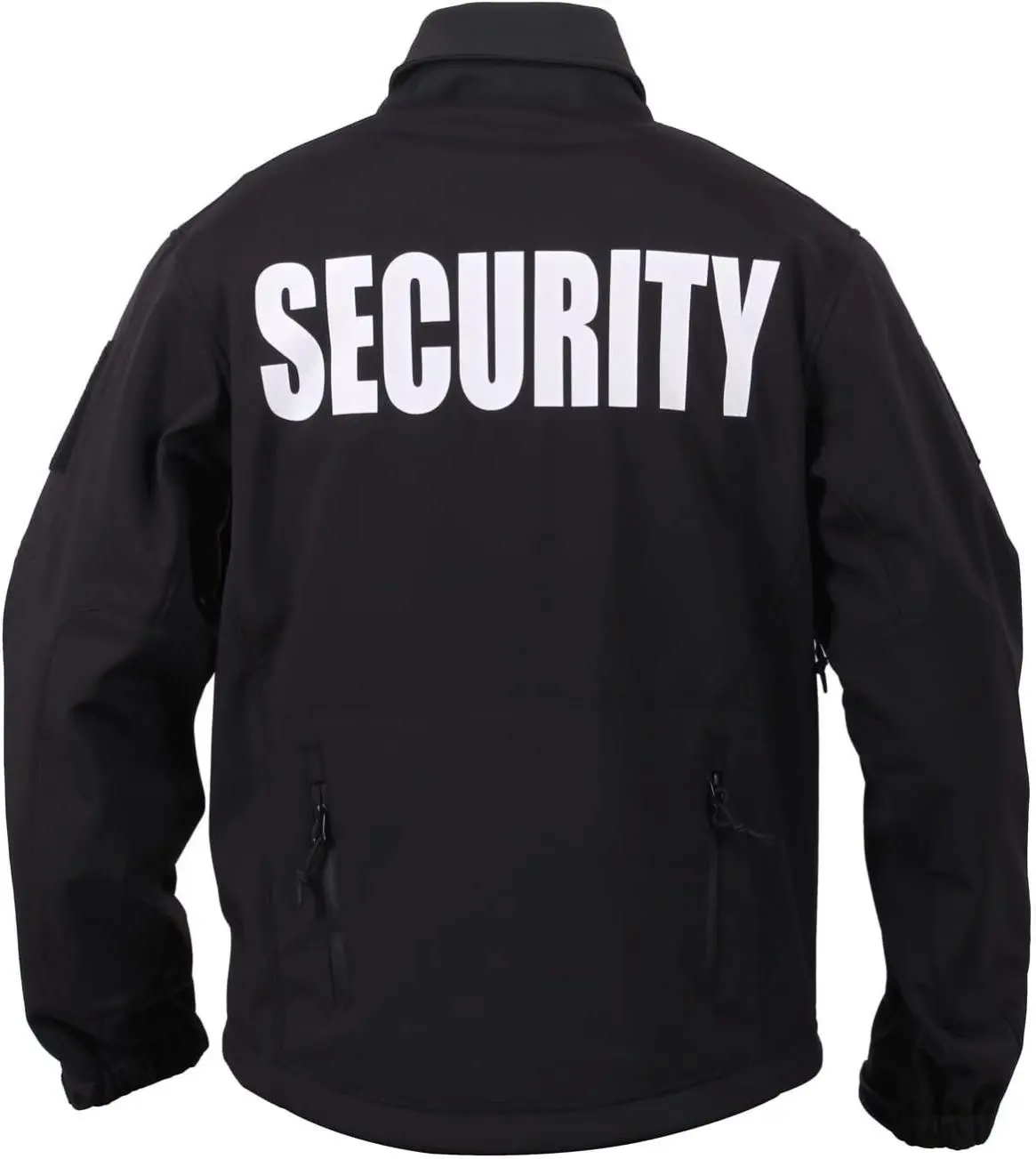 ROTHCO Men's Special Ops Soft Shell Security Jacket - Black Fleece Polyester Fabric, Elastic Long Sleeves, Collared Neck, Chest Pockets, Casual Utility Outerwear with Zipper, Christmas Outdoor Menswear Top, Waterproof, Printed Text, Workwear, Two-Zip