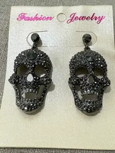Halloween Skeleton Earrings Costume Bling Bling Crystals for People That Don't Want to Get Dressed Up