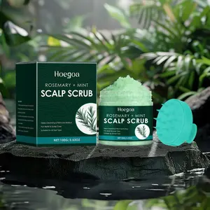 Hoegoa Scalp Scrub Rosemary, Gentle Exfoliating Soothing Sea Salt Hair Cleanser, Oil Control & Fluffy