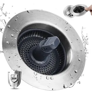 Upgrade Stainless Steel Kitchen Sink Drain Filter Plug Kit, 3 in 1 pop-up sink plug, non clogging basket sink filter, food collector for standard 3-1/2 inch kitchen sink