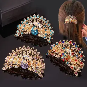 3 Pieces Elegant Peacock Design Hair Clips - Vintage Crystal Decoration - for Women, Ideal Birthday, Christmas, New Year Gifts