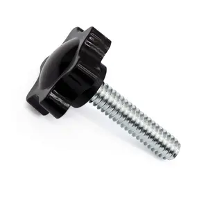 1/4"-20 x 1 Threaded Knurled Thumb Nuts, Black Knobs Clamping Screws, Grip Knob Screw 10 Pieces
