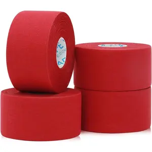 Athletic Sports Tape(4 Packs) - 45ft Per Roll Very Strong Tape for Athlete & Sport Trainers & First Aid Injury Wrap, Perfect for Fingers Ankles Wrist on Bat, Hockey Stick - Red