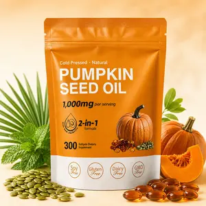 Pumpkin Seed Oil with Saw Palmetto Softgels, 1000mg Cold-Pressed Pure Virgin Oil - 300 Count, 100-Day Supply