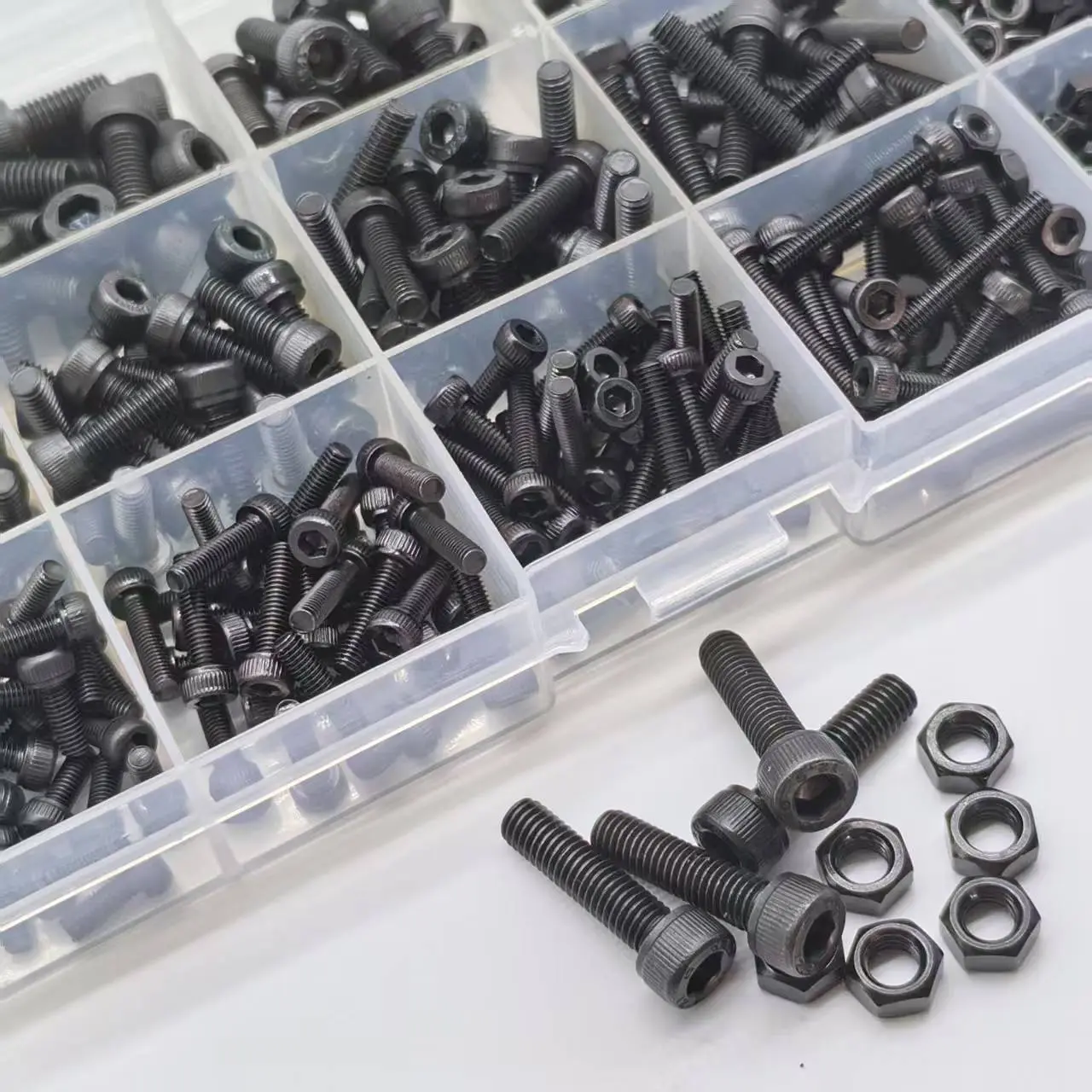 500pcs Din912 High Strength Alloy Steel Hex Bolts And Nuts Set M3 M4 M5 Oxide Finish, Heavy Duty Fastening Bolts, Ideal for Construction 3D Printing Automotive Furniture Hex Cap Screws