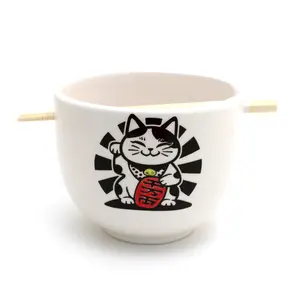 Good Luck Cat chopstick bowl, noodle bowl, bowl with chopsticks
