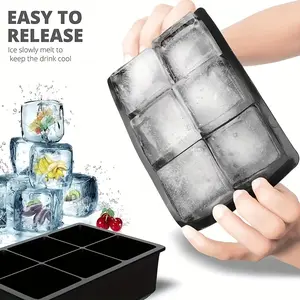 1pc Large Ice Cube Mold Tray, Square Ice Cube Mold, Spherical Ice Cube Mold, Suitable for Whiskey and Cocktails, Party Supplies, Ice Molds