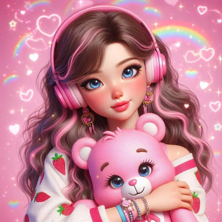 1pcs 5D DIY diamond painting kit, 5D diamond art kit, animation, pink bear toy diamond painting kit full round drill DIY, mosaic, diamond art, DIY art home decoration, gift.