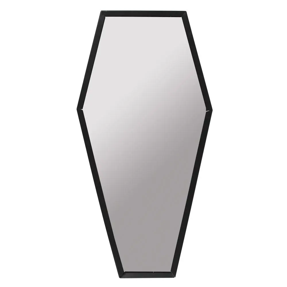 Gothic 19.5 in Iron-Border Coffin-Form Mirror, Stylish Home Decor Accessory for Indoors and Out Home Supplies, Home & Yard