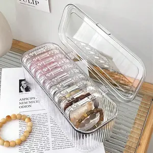 12pcs Acrylic jewelry box, transparent dust-proof and moisture-proof jewelry finishing box, portable flip box +12 independent small boxes-suitable for bracelets, necklaces and earrings storage.