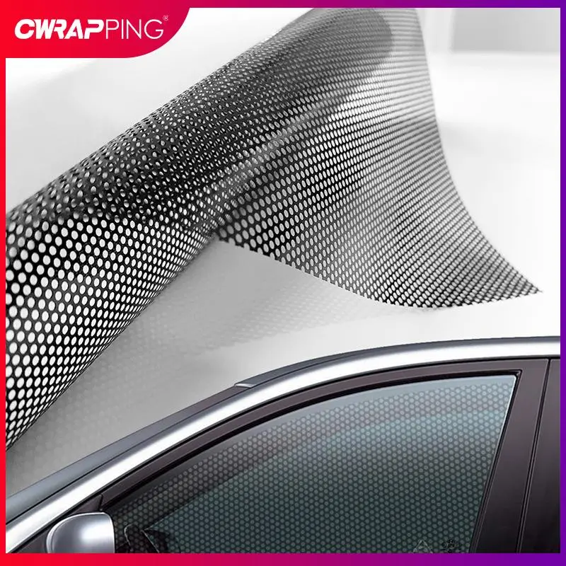 2026 New One Way Perforated Film  Self Adhesive Suitable for Cars Headlight Tint Perforated Black Vinyl Film Sticker Privacy Window Film For your Cars