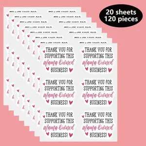 Thank You for Supporting This Business Sticker, Thank You Tags, Decorative Stickers, 120pcs/20 Sheets Cute Cartoon Gift Wrapping Sticker, Gift Packaging Sticker for Small Business