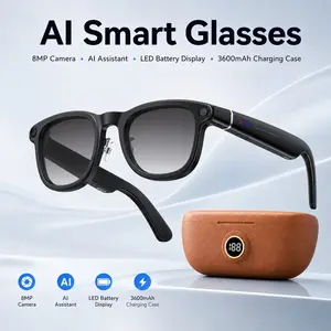 2026 X01-AI 4K Wearable Smart Camera Glasses, Multifunction Wearable Tech Glasses, with 6-axis stabilization AI Photo Recognition, Real-Time Translation & Charging Case, ENC noise reduction for Bluetooth Calls, 2 pairs of interchangeable lenses