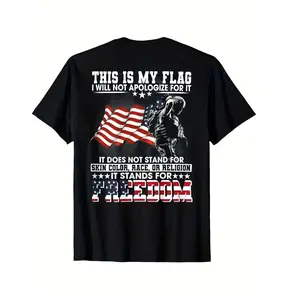 【100% cotton】[Graphic T-shirt]Vintage American Flag Soldier T-Shirt, Patriotic Stand for Freedom Graphic Tee, Retro USA Flag Shirt, Unisex Cotton Casual T-Shirt for Men Women, 4th of July Independence Day Outfit, Memorial Day Gift for Dad Mom Friends