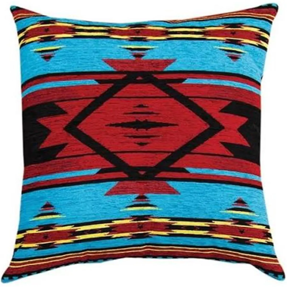 Southwest Flame Pattern Fabric Tapestry Throw Pillow, 20x20 in Blue, for Room Decor, House Decor, Indoor Use, Home