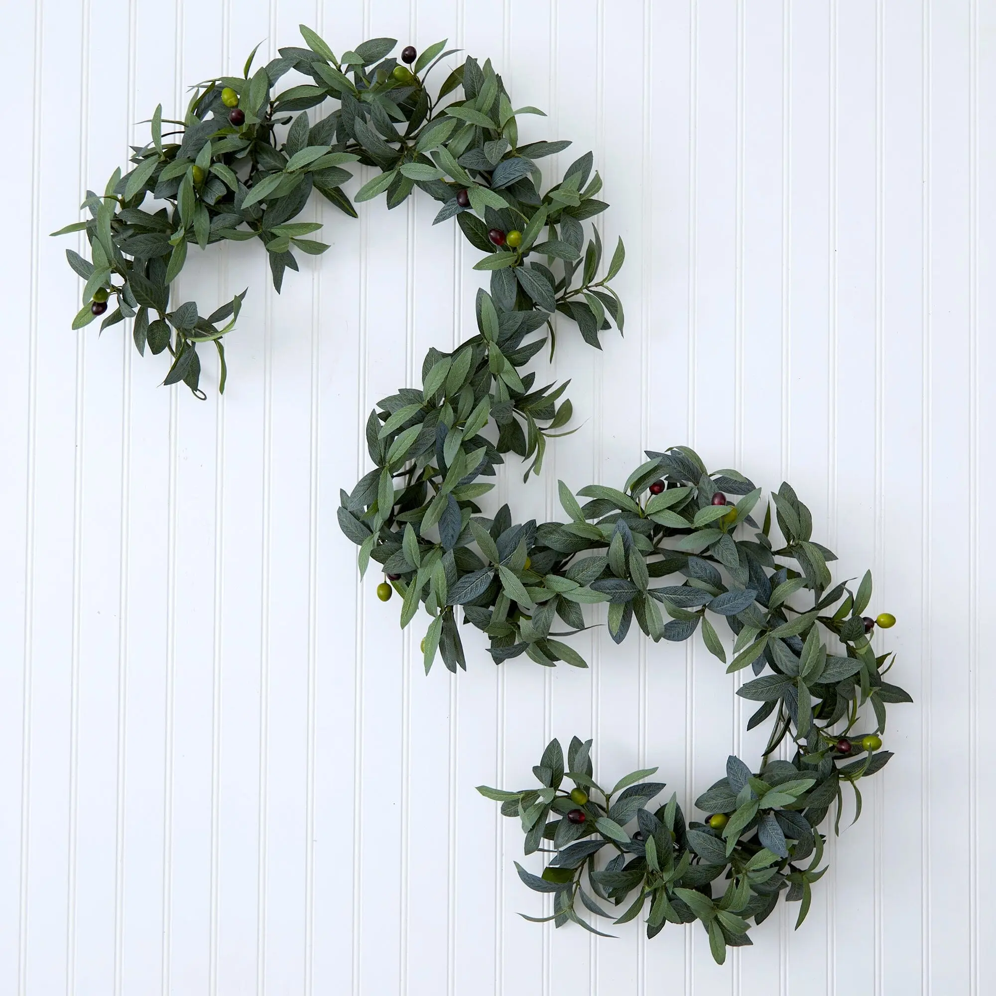 6.5’ Synthetic Olive Artificial Garland, Festive Home Decor, Hanging Ornament for Kitchen Spaces, Room Decor