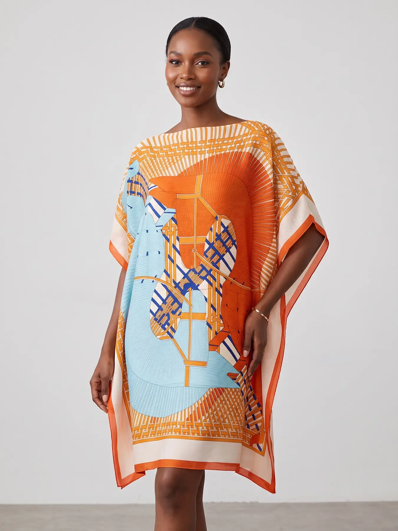 Women's Caftan Dress, Summer Beach Cover-Up, Lightweight Boho V-Neck Short Tunic for Vacation, Resort Wear, Poolside Swimwear, Beach Kaftans