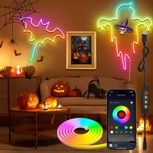 USB Powered 5V LED Neon Rope Light, Led Strip Light, 1 Count Smart 5050RGB+IC LED Lights, Application Control & Music Synchronization LED TV Light, DIY LED Lights, Led Light Strips, Led Lighting