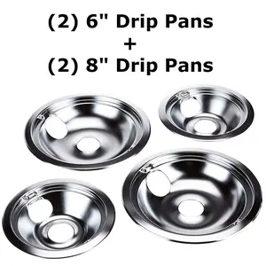 4 Pk Replacement Chrome Burner Drip Pans for GE GE68C