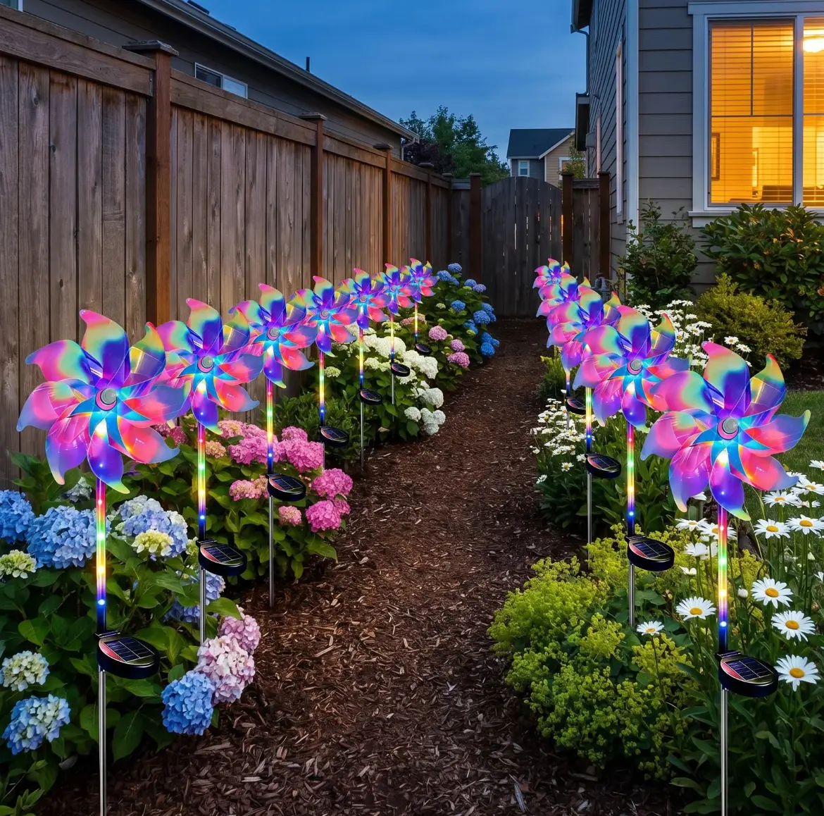 2-Pack Solar Rainbow Windmill Lights, Colorful LED Windmill Garden Stake Lights, 8 Lighting Modes, IPX4 Waterproof, Ideal for Outdoor Solar Garden Decor on Lawns, Pathways, Patios, and Flower Beds, Light Up Your Space