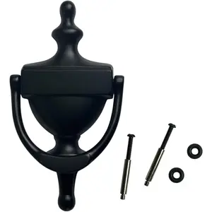 Solid Brass 7" Matte Black Door Knocker, 1 Pack, Made in Taiwan