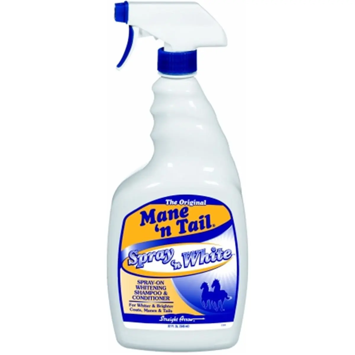 Mane 'n Tail Shampoo & Conditioner, Spray 'n White 2-in-1 Deep Cleaning & Color-Enhancing for Horse Grooming, 32 fl oz Bottle, Equine Cleaning, Deep Conditioner, Cleaning Solution, Quart Bottle, 1 Quart